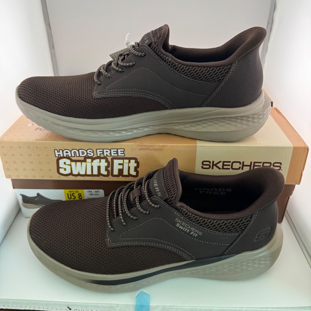 Skechers Swift Fit Hands Free Slip-ins Mens 8 Brown New Walking Sneakers 1961251
